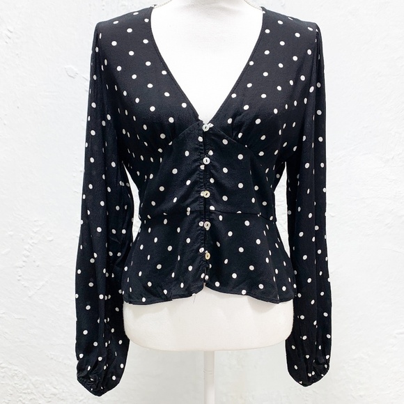 Wilfred Tops - Aritzia Wilfred New Prairie Blouse Black White Polka Dot Sz S